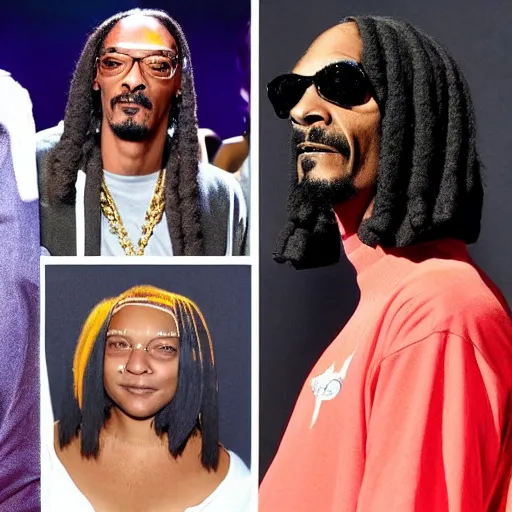 Image similar to Snoop Dogg in Sia's wig