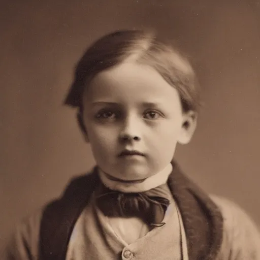 Prompt: close up portrait of a victorian child standing in a shop, 8 k, soft lighting, highly detailed realistic, face in focus 1 8 9 0's liminal