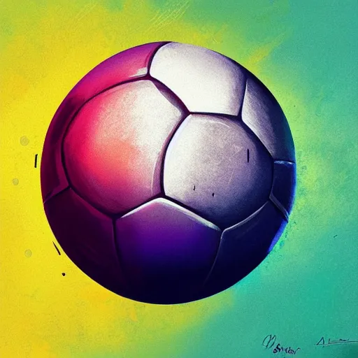 Image similar to illustration of a soccer ball by alena aenami and annato finnstark