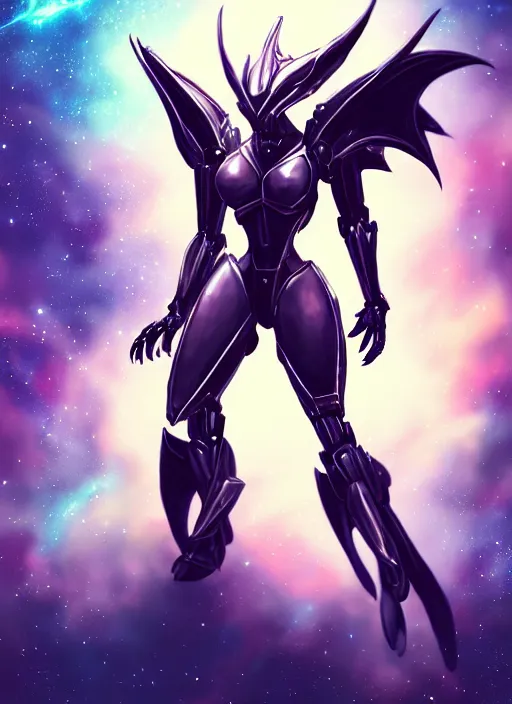 Image similar to cinematic shot, cosmic sized perfectly proportioned stunning beautiful hot anthropomorphic robot mecha female dragon, female dragon head, floating in empty space, nebula sized, larger than galaxies, holding a tiny galaxy, silver armor, epic proportions, epic size, epic scale, furry art, macro art, dragon art, giantess art, warframe fanart, furaffinity, deviantart