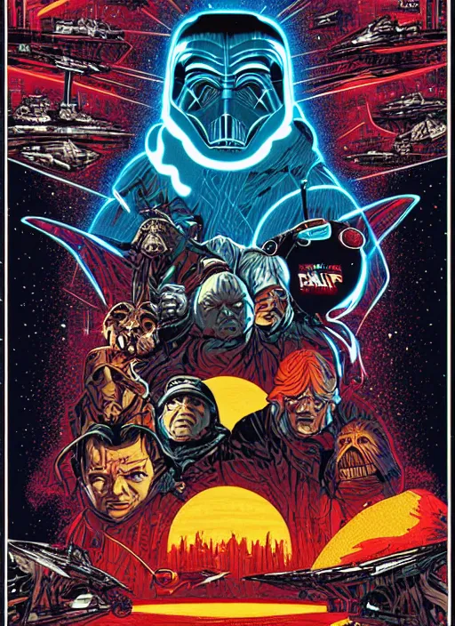 Prompt: promotional poster for the movie The Empire Strikes back, by Dan Mumford