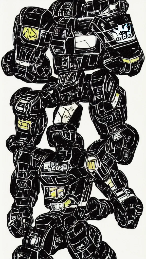 Image similar to Black mecha with adidas logo artwork by Go Nagai