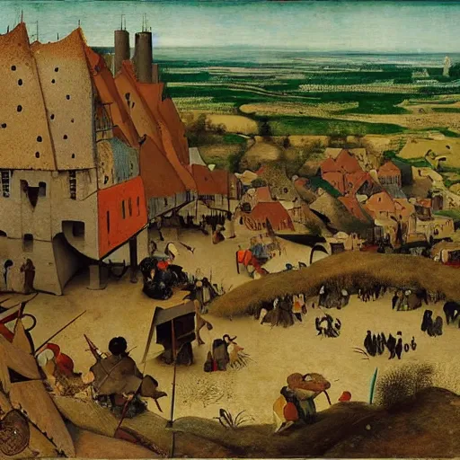 Image similar to A beautiful illustration. Wind snapped at me, warm and fragrant. The atmosphere was thick with pollen and micro-organisms, goading my body’s ancient defences. by Pieter Bruegel the Elder a e s t h e t i c