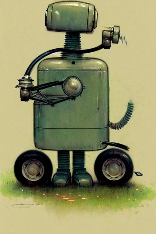 Prompt: ( ( ( ( ( 1 9 5 0 s retro future android robot lawnmower. muted colors., ) ) ) ) ) by jean - baptiste monge,!!!!!!!!!!!!!!!!!!!!!!!!!