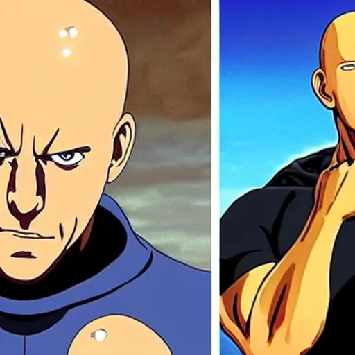 Image similar to vin diesel as saitama throwing a car into space