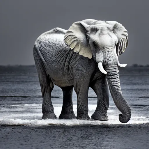 Image similar to professional photography of a rare white elephant, spectacular in its beauty, 8 k