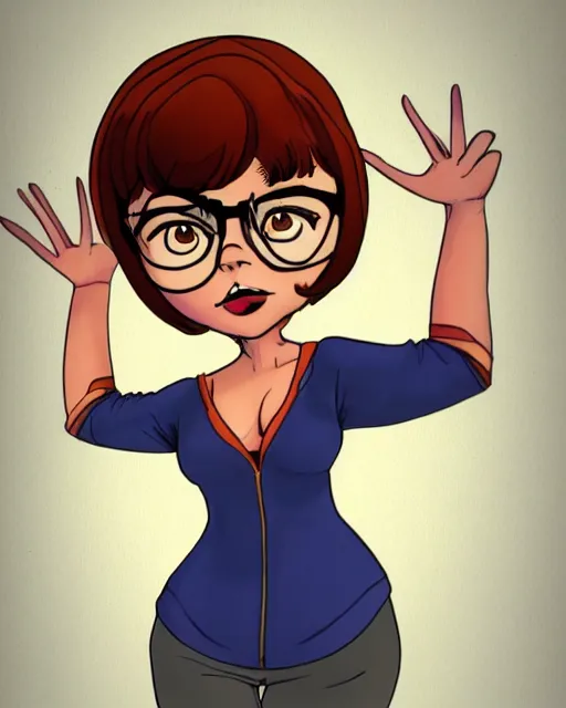 Image similar to Velma Dinkley in the style of Artstation