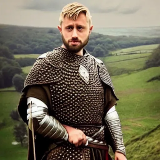 Prompt: a realistic photograph from the tinder account of king arthur, the once and future king of britain.