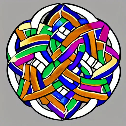 Prompt: 3 d celtic knot, multicolored rope, detailed, 8 k intricate