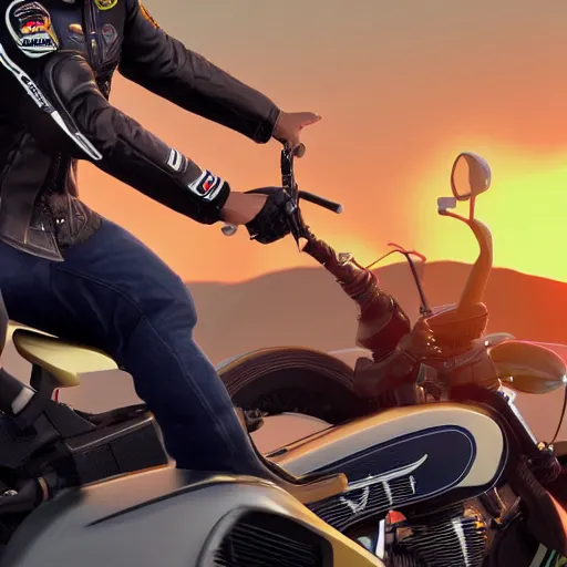 Prompt: a photo of jair messias bolsonaro driving a motorcycle at the sunset, octane render, unreal engine 5, high quality, highly detailed, close up photo, 8 k, hyperrealistic