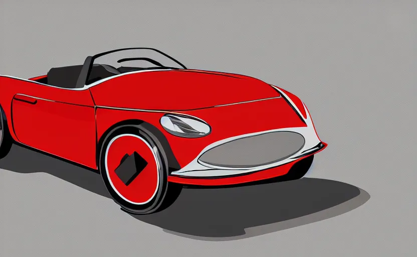 Prompt: digital illustration of a retro looking electric roadster