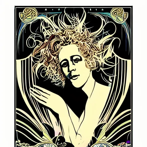 Image similar to art nouveau concert poster, 8 0 s, techno, house music