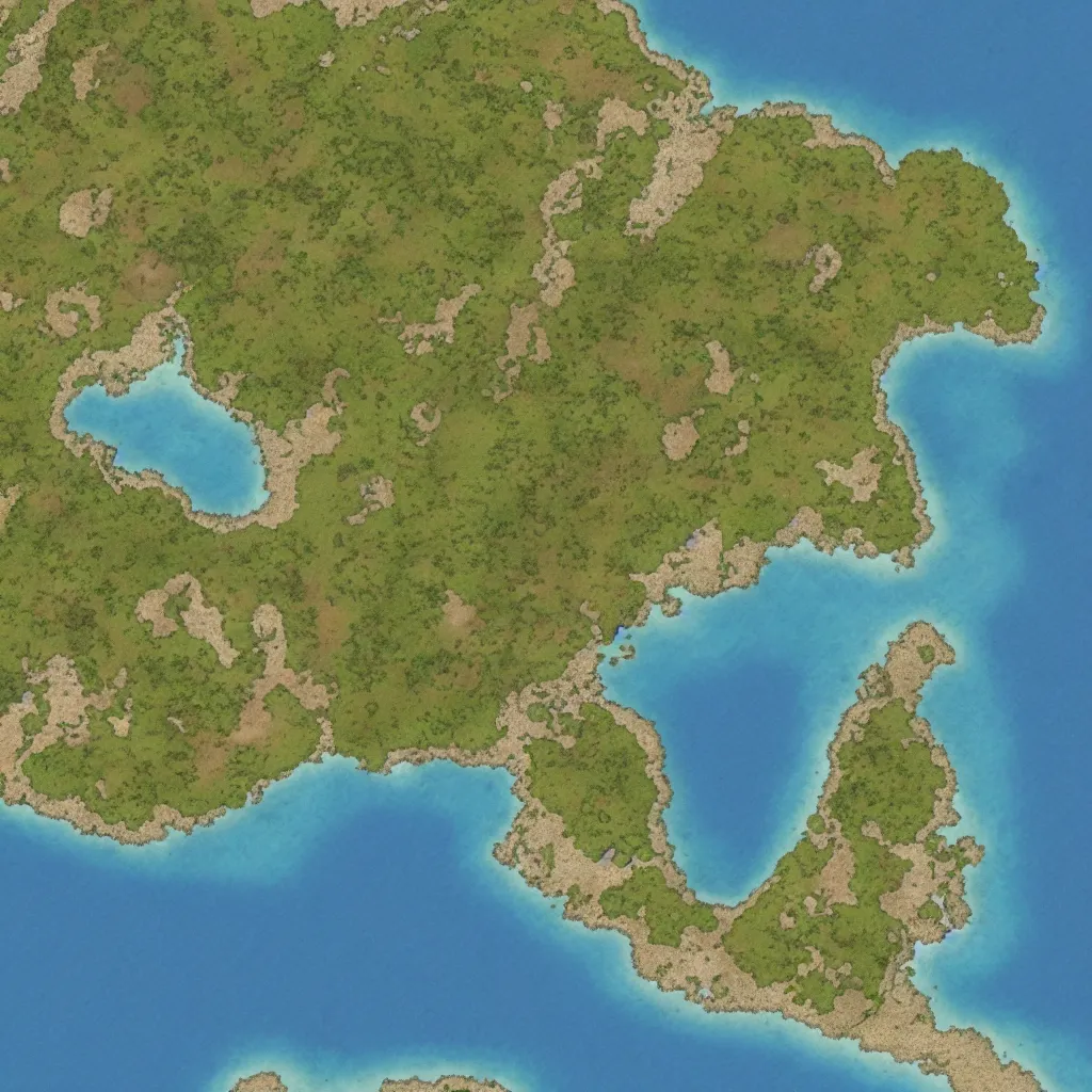 Prompt: an island surrounded by ocean, in the style of inkarnate, 8k