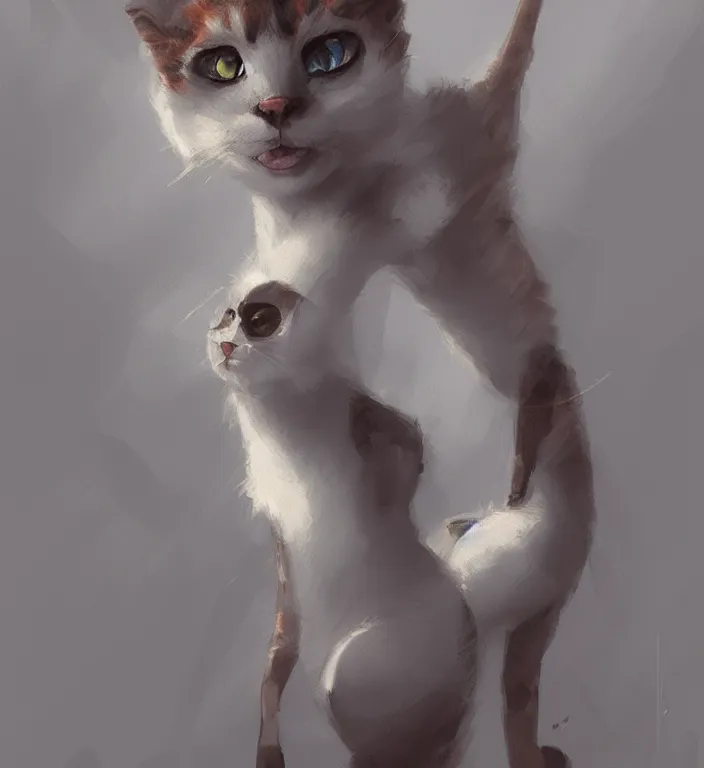 Image similar to anthropomorphic female cat, character art, illustration, digital art painting, trending on artstation, by craig mullins