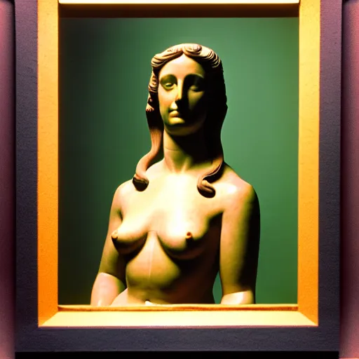 Prompt: a studio portrait photograph of the venus of milo as a real person by annie leibowitz, f 2. 8 5 0 mm zeiss, kodachrome iso 5 0