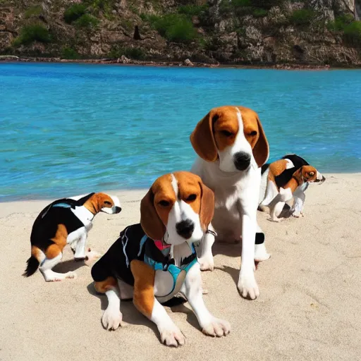 Image similar to beagle army wearing bikini
