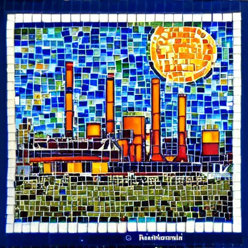 Image similar to grangemouth oil refinery in small mosaic tiles by erin hanson