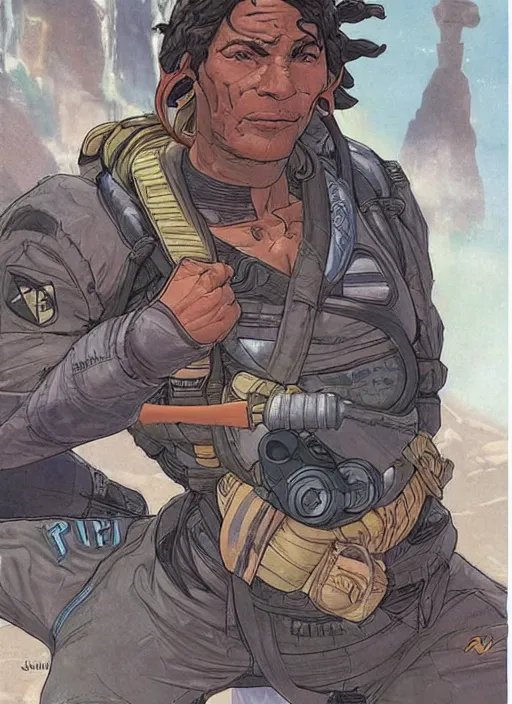 Image similar to apex legends jujitsu instructor. concept art by james gurney and mœbius. gorgeous face.