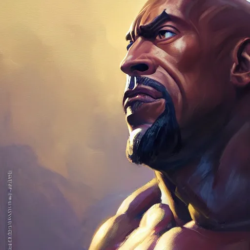 Image similar to greg manchess portrait painting of fierce foundation aka dwayne the rock johnson from fortnite as overwatch character, medium shot, asymmetrical, profile picture, organic painting, sunny day, matte painting, bold shapes, hard edges, street art, trending on artstation, by huang guangjian, gil elvgren, ruan jia, greg rutkowski, gaston bussiere