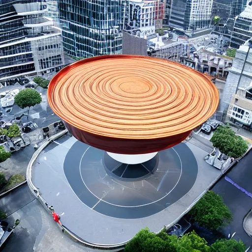 Image similar to giant dish in the middle of a city