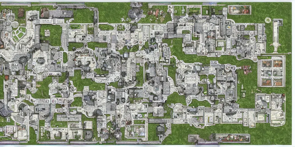 Image similar to architectural floor plan oblivion movie game adaptation map, symmetrical outpost, highly detailed