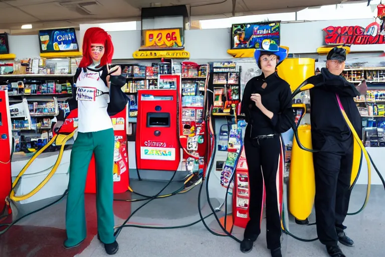 Image similar to gas station cosplay event