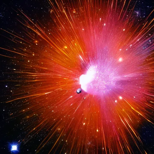 Prompt: orange star explosion in space