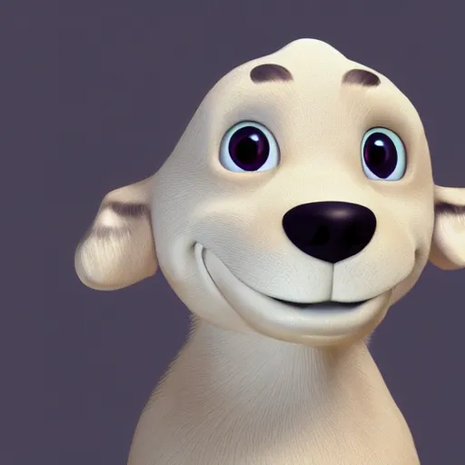 Image similar to 3 d render, high detal, pixar, goldador breed dog