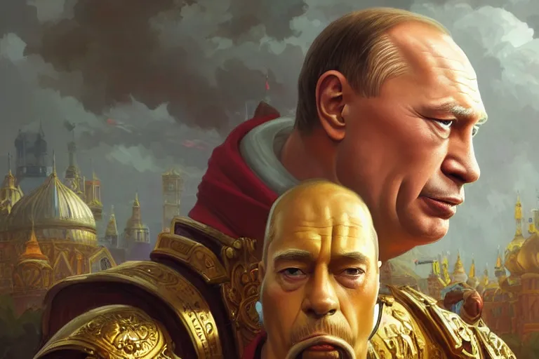 Prompt: vladimir putin as homer simpson, closeup, d & d, fantasy, intricate, elegant, highly detailed, digital painting, artstation, concept art, matte, sharp focus, illustration, hearthstone, art by artgerm and greg rutkowski and alphonse mucha