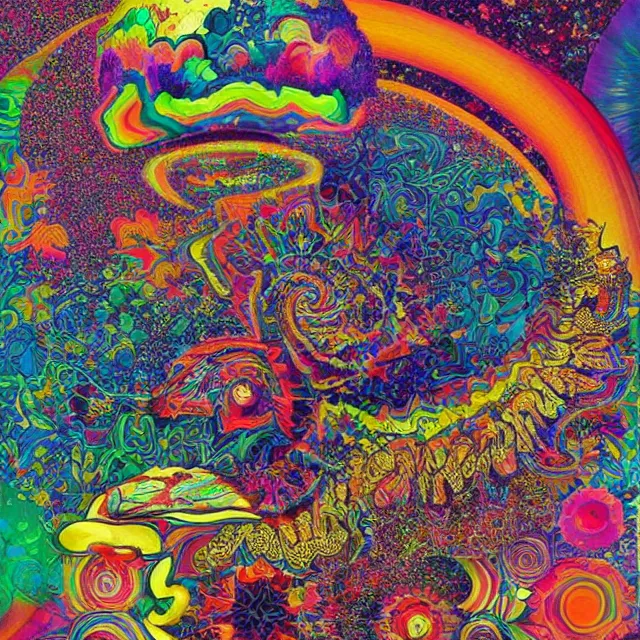 Prompt: very beautiful psychedelic collage art