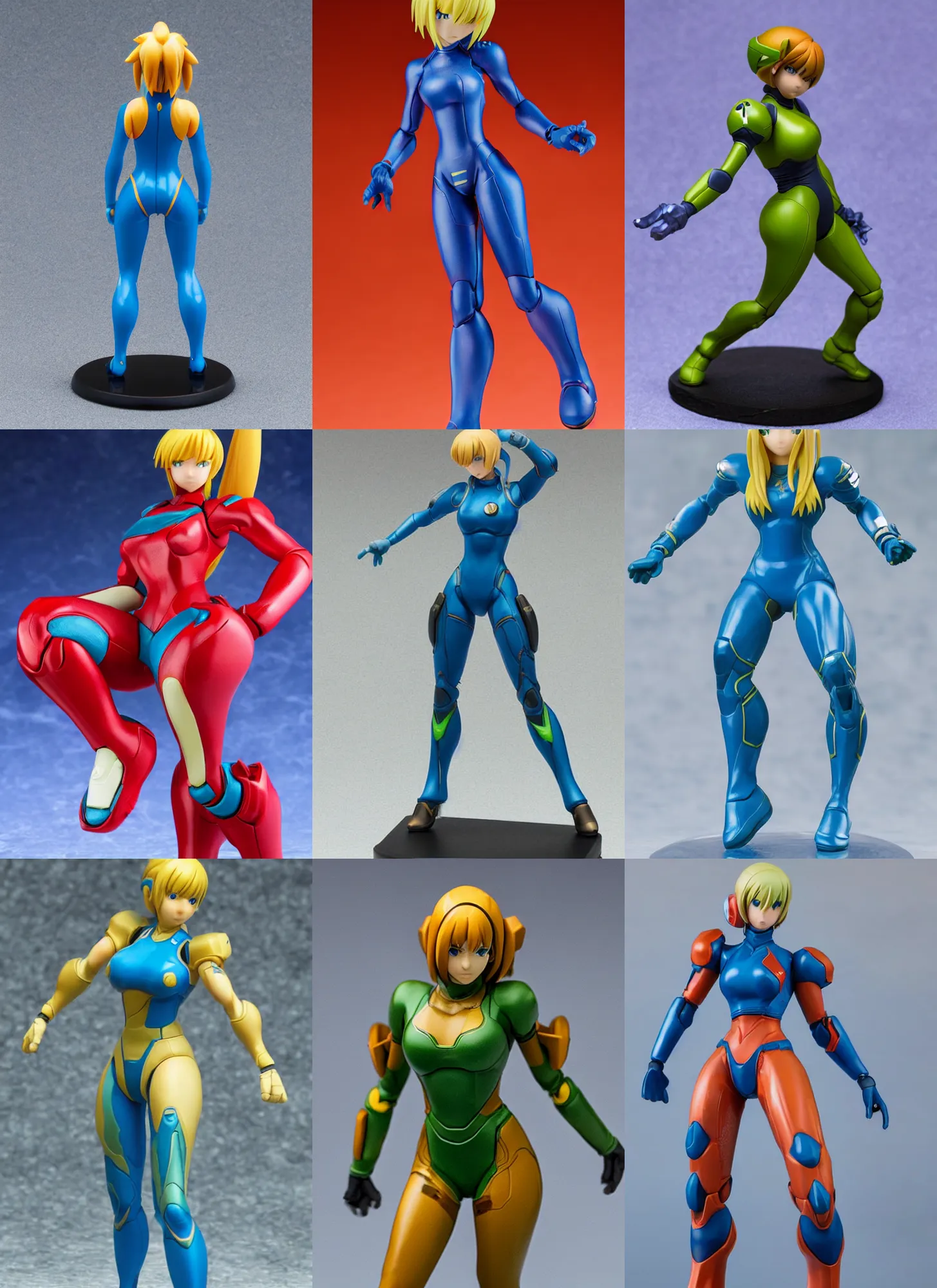 Prompt: 8 0 mm resin detailed miniature of a sized zero suit samus, full body, legs, textured base ; product introduction photos, 4 k, view from front