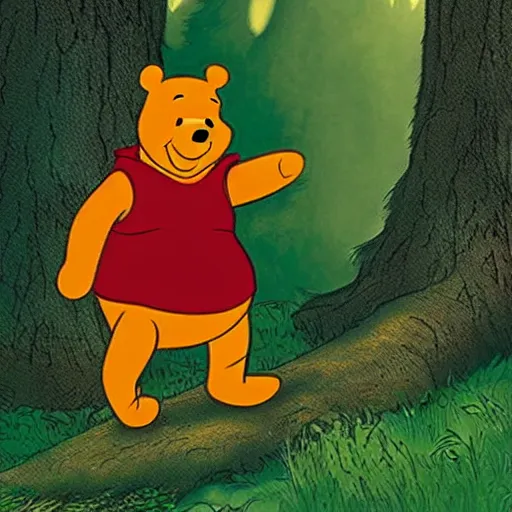 Image similar to photo of Winnie the Pooh as bigfoot sasquatch