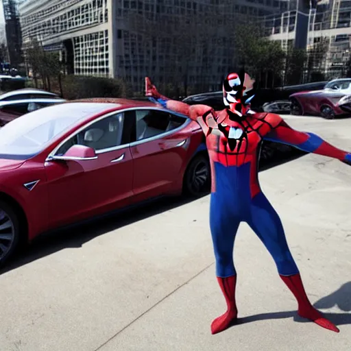Image similar to Spiderman created by Tesla company