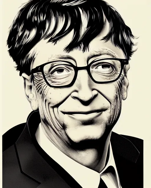 Digital state-sponsored anime art of Bill Gates by A-1, Stable Diffusion