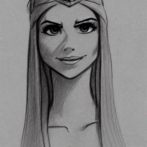 Image similar to milt kahl sketch of victoria justice as princess padme from star wars episode 3