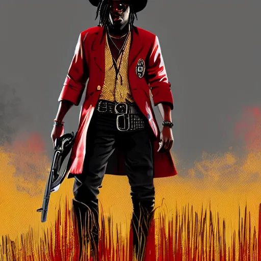 Image similar to Rapper Chief Keef In red dead redemption 2 digital art 4K quality super realistic