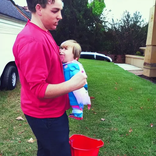 Prompt: mr beast stealing candy from a baby