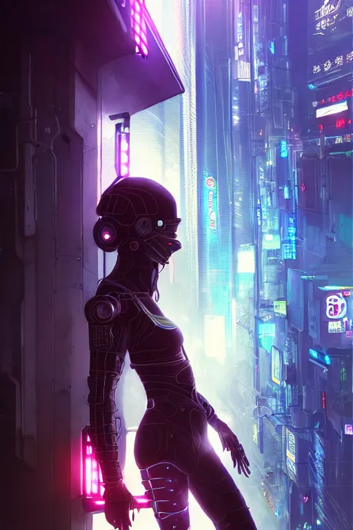 Prompt: portrait futuristic trusting cyberpunk young female Crusader, in futuristic spot lighting tokyo rooftop cyberpunk night, ssci-fi, fantasy, intricate, very very beautiful, elegant, neon light, highly detailed, digital painting, artstation, concept art, soft light, hdri, smooth, sharp focus, illustration, art by tian zi and craig mullins and WLOP and alphonse mucha