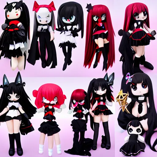 Prompt: cute fumo plush of a superheroine girl, magical girl, gothic maiden anime girl, velvet, mahou noir, black and white, vray