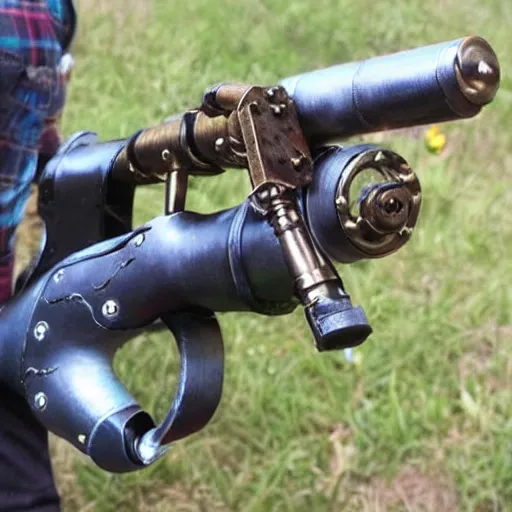 Prompt: steampunk grappling hook launcher