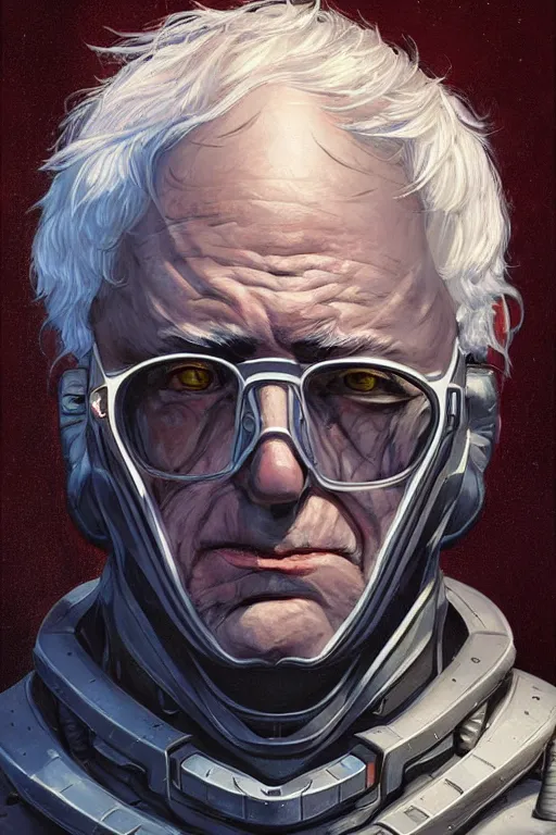 Image similar to Portrait of Bernie Sanders wearing futuristic power armor, fantasy, intricate, highly detailed, digital painting, trending on artstation, sharp focus, illustration, style of Stanley Artgerm and Dan Mumford