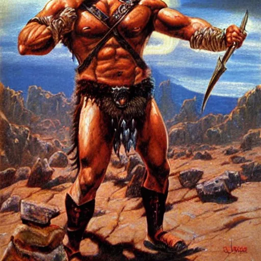 Prompt: conan the barbarian painting by earl norem