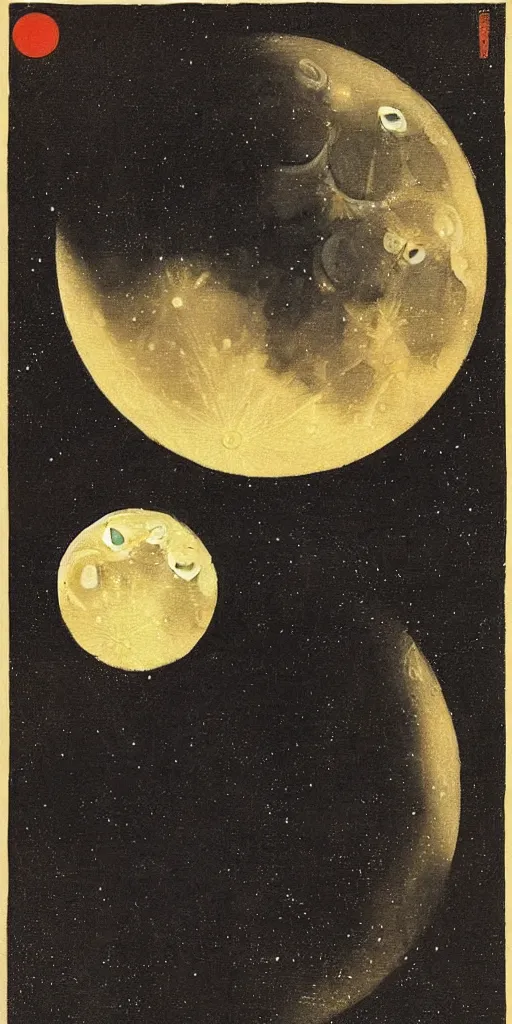 Image similar to painting of the moon by kitano tsunetomi, 1 9 3 9