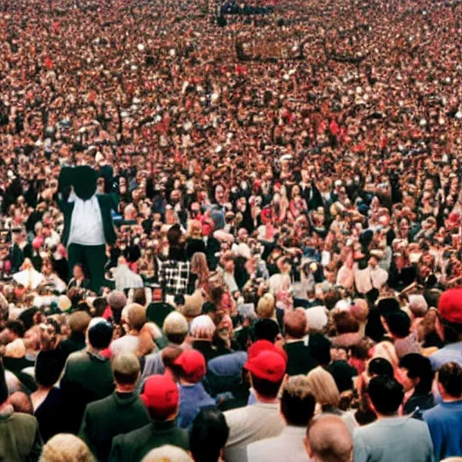 Image similar to enoumous crowd of millions of people, everyone is laughing and pointing at donald trump standing on a podium with no pants. style of the far side.