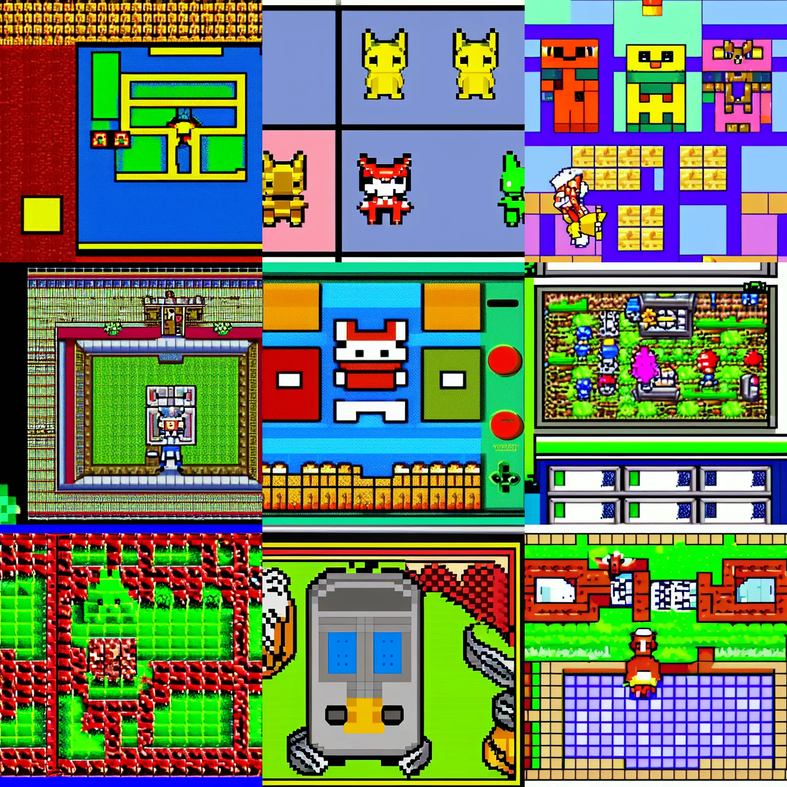 Prompt: Screenshot of a fictional gameboy color game that looks like pokemon but in medieval times. pixel art.