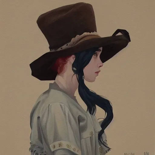 Prompt: elle fanning, lilly collins, scarlett johansson as a western outlaw picture by sachin tang, asymmetrical, dark vibes, realistic painting, organic painting, matte painting, geometric shapes, hard edges, graffiti, street art : 2 by sachin teng : 4