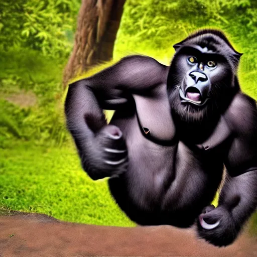 Image similar to a feline cat - gorilla - hybrid, animal photography