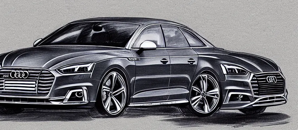 Image similar to a hand - drawn sketch of an audi s 5 sportback.