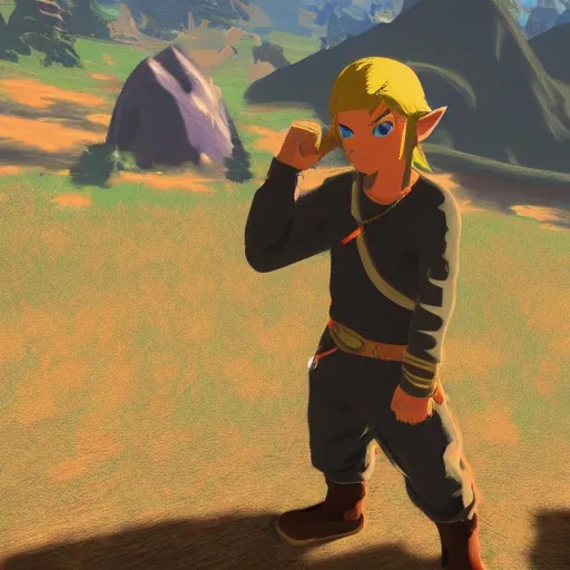 Image similar to Eminem in The Legend of Zelda Breath of the Wild