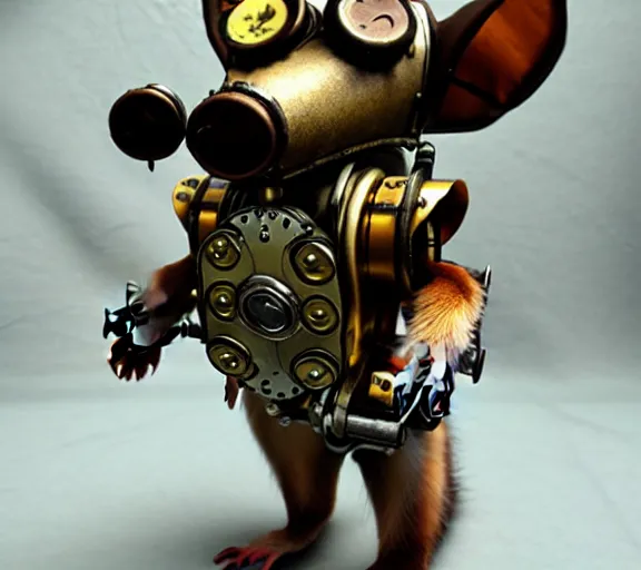 Image similar to steampunk ferret - shaped mech, steampunk bioshock - inspired ferret - shaped mechanical long rat